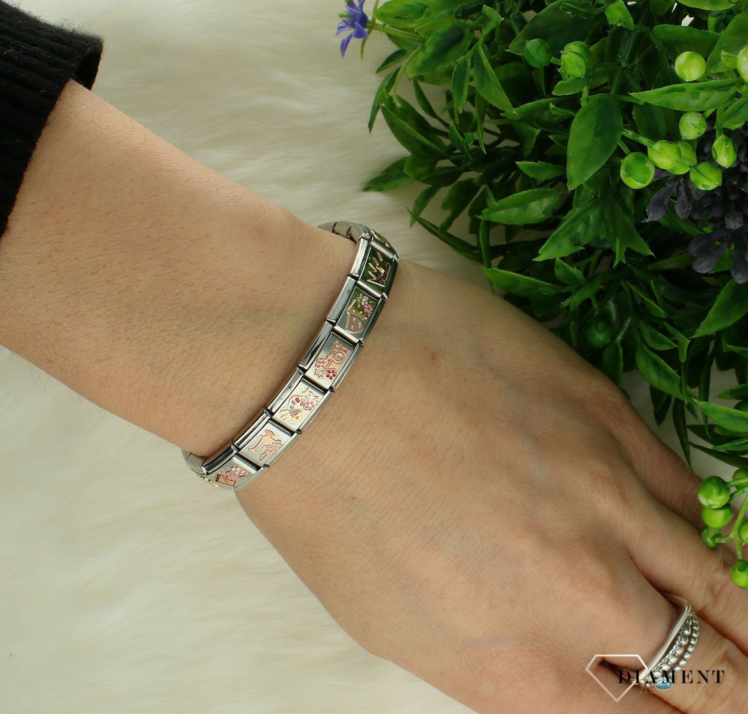 Nomination Link 9K Rose Gold Maski Teatralne z kwiatami 430202 32.png